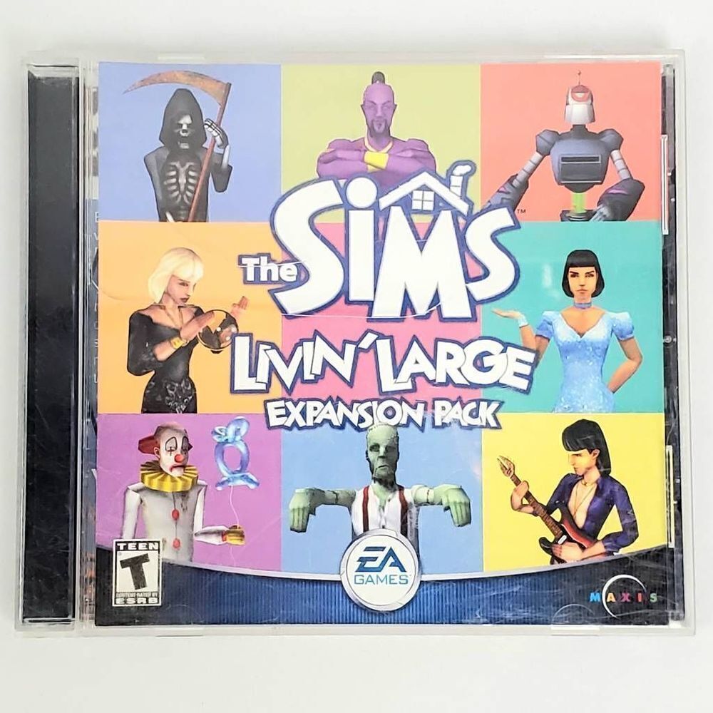 The Sims, livin' large Expansion Pack PC CD-ROM, Simulation Game, Manual and Key
